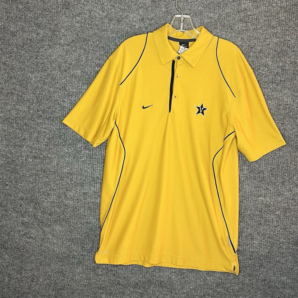 Nike On Field Mens Vanderbilt Polo Shirt Size Medium Yellow Dri Fit Short Sleeve
